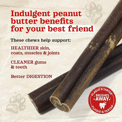 Natural Farm Peanut Butter Flavor Collagen Sticks for Dogs (12 Inch, 12 Count), Long-Lasting Beef Collagen Sticks, Rawhide Alternative Chews with Chondroitin & Glucosamine, Low-Fat Dental Treats