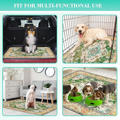 Non-Slip Dog Washable Pee Pad Extra Large 72" x 72", Boho Rusable Pee Pad for Dogs, Pet Training Pad for Playpen Mat, Waterproof Dog Pad Washable for Puppy Playpen, Whelping Pad, Dog Playpen Indoor