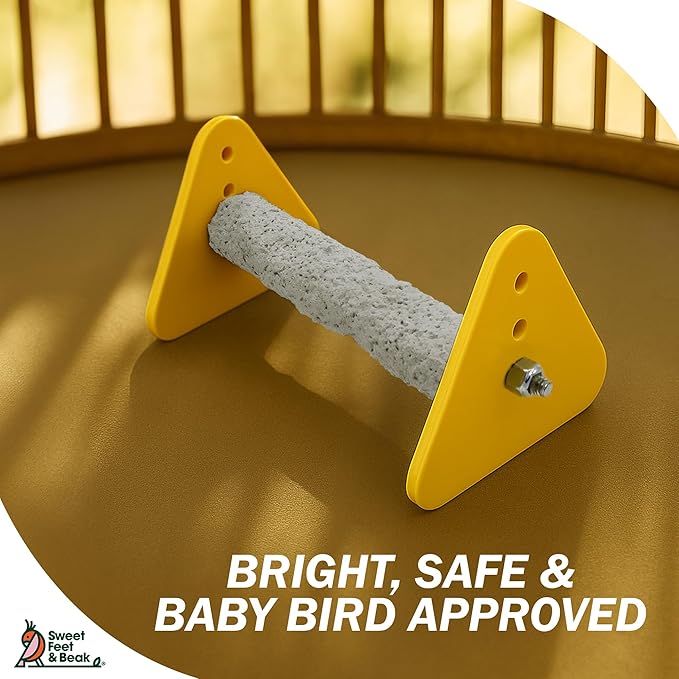 Sweet Feet and Beak Small Portable Perch Stand and Baby Weaning Stand for Birds. Keep Nails and Beaks in Top Condition - Safe, Non-Toxic, Easy to Install Cage Accessories