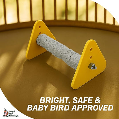 Sweet Feet and Beak Small Portable Perch Stand and Baby Weaning Stand for Birds. Keep Nails and Beaks in Top Condition - Safe, Non-Toxic, Easy to Install Cage Accessories