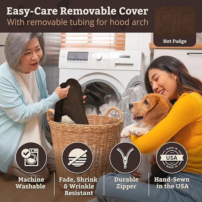 Snoozer Luxury Cozy Cave Dog Bed - Indoor Dog Bed with Cover Cave, Covered Calming Burrow for Medium & Large Sized Pets with Blanket Attached, Enclosed, Washable - XL, Hot Fudge