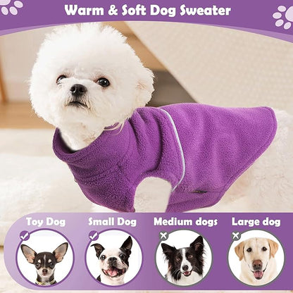 XXS Warm Purple Dog Fleece Vest with Leash Hole - Small Dog Pullover Jacket for Girls, Boys & Dogs