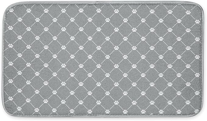 Bone Dry Machine Washable, Ultra Absorbent Pet Mat, 10x18, Gray Trellis Print