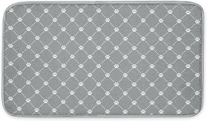 Bone Dry Machine Washable, Ultra Absorbent Pet Mat, 10x18, Gray Trellis Print