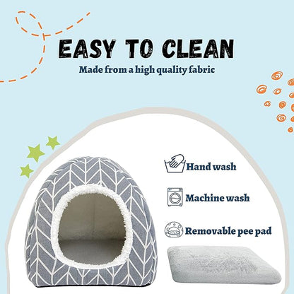 Tierecare Guinea Pig Hideout Bed Dwarf Rabbit House Cave Accessories Cozy Hide-Out for Little Bunny Hedgehog Ferret Chinchilla&Other Small Animals (Grey)