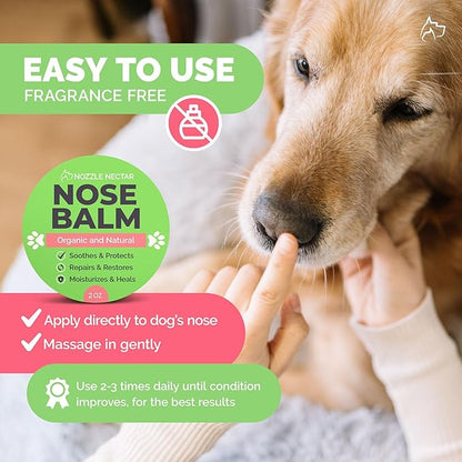 Dog Nose Balm - 100% Organic & Natural Nose Moisturizer and Healing Cream Butter - Dog Dry Nose Treatment and Moisturizer - Heals, Repairs & Protects Chapped, Damaged & Rough Noses