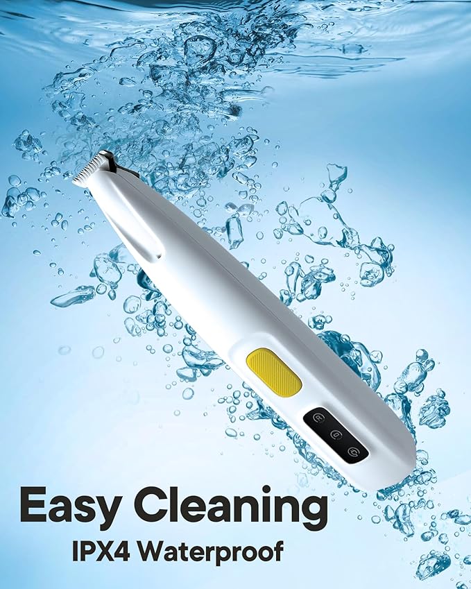 Upgraded Dog Paw Trimmer with LED Light, 18 mm Widen Blade, 35 dB Low Noise, LED Display, Fully Waterproof, Rechargeable Clipper for Dogs Cats Trimming Paws, Eyes, Ears, Face, and Rump