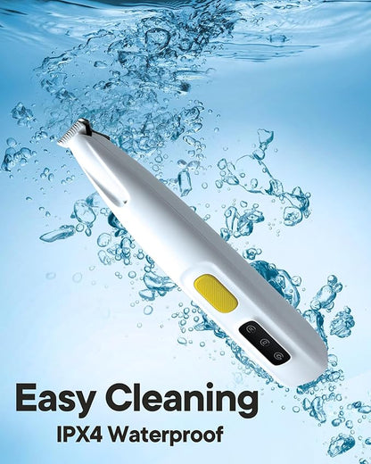 Upgraded Dog Paw Trimmer with LED Light, 18 mm Widen Blade, 35 dB Low Noise, LED Display, Fully Waterproof, Rechargeable Clipper for Dogs Cats Trimming Paws, Eyes, Ears, Face, and Rump