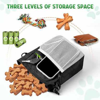 BARKIE Dog Treat Pouch and 2 Pet Training Clickers with Dog Positive Reinforcement Training Booklet (Black)