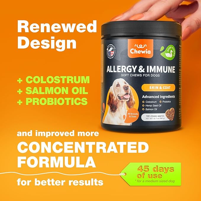 Dog Allergy Relief Chews - Itch Relief for Dogs - Allergy Chews for Itching Skin with Hemp Seed Oil, Turmeric, Quercetin - Immune Health Support Treats - Hot Spots - Skin and Coat Health