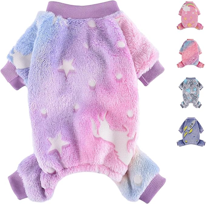 Dog Sweaters Small Girl Warm Fleece Pajamas, Cute Extra Small Dog Clothes, 4 Legs Puppy Jumpsuit Pjs Soft Stretchy Doggie Onesies Pet Outfit Apparel for Chihuahua Yorkie
