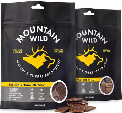 Venison Jerky Training Treats for Dogs – Elk & Deer Meat Protein Dog Treat High-Value Reward – All-Natural, No Fillers, Grain-Free, No Artificial Preservatives – 8 oz (2 Pack)