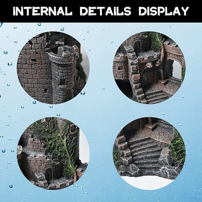 PTFJZ Aquarium Decorations- Castle Fish Tank Bubbler Decorations for Aquatic Pets to Breed Play and Rest Fish Decorations for Tank