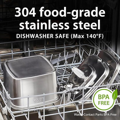 Veken Innovation Award Winner Stainless Steel Cat Water Fountain, 108oz/3.2L Automatic Pet Fountain Dog Water Dispenser with Replacement Filters & Silicone Mat for Cats, Dogs, Multiple Pets (Silver)