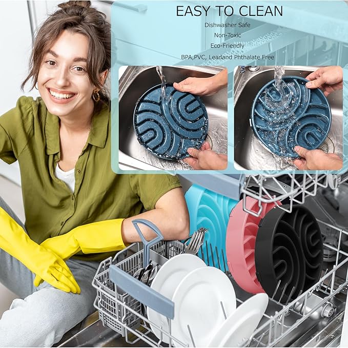 WHIPPY Slow Feeder Bowl Anti-Choking Maze Anti-Slip Interactive Puzzle Feeder Pet Bowl for Large Medium Dogs, Grey