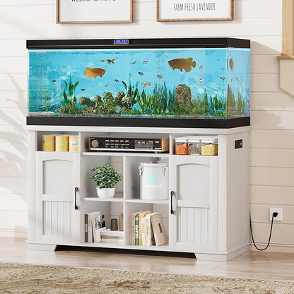AesthLife 55-75 Gallon Fish Tank Stand, Heavy Duty Aquarium Stand with Power Outlet, 1000LBS Wood Fish Tank Cabinet with Storage Suitable for Turtle Tank, Reptile Terrarium, for Home Office