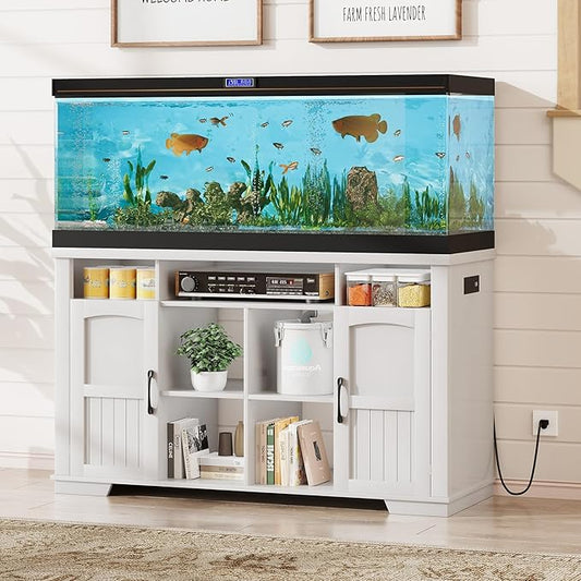 AesthLife 55-75 Gallon Fish Tank Stand, Heavy Duty Aquarium Stand with Power Outlet, 1000LBS Wood Fish Tank Cabinet with Storage Suitable for Turtle Tank, Reptile Terrarium, for Home Office