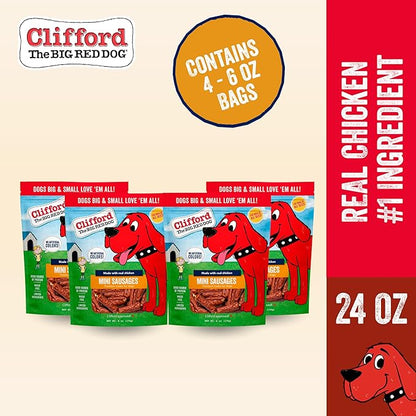 Clifford The Big Red Dog Soft Training Treats for Puppies and Dogs – Healthy, High Protein, Grain Free, Soft Puppy Treats for Small Dogs and Large – Real Chicken Sausage – 24oz