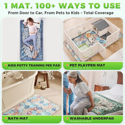 Hompet 2 Pack Super Absorbent Dog Door Mat for Muddy Paws, Washable Pee Pads for Dogs, Reusable Puppy Training Pads, Quick Dry Non-Slip Pet Entryway Rug, Leak-Proof Potty Pad for Indoor Floors 35x60