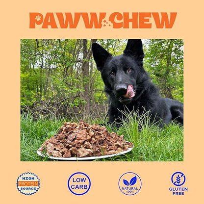 Paww Chew Beef Lung Dog Treats, 100% Natural, Single Ingredient, (2.5 Pound) Made in the USA, Dried & Dehydrated, High Protein, High Value Dog Training Treats, Grain Free, Low-Odor Free for All Breeds