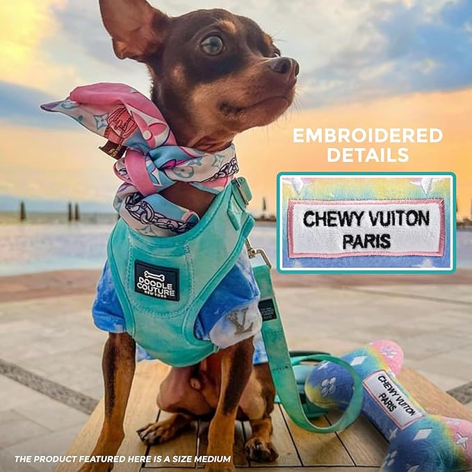 Haute Diggity Dog Pink Ombre Chewy Vuiton Bone, Plush Designer Dog Toys with Interactive Squeaker, Stimulating Pet Enrichment, Machine-Washable & Safe Materials for All Breeds, Size Small