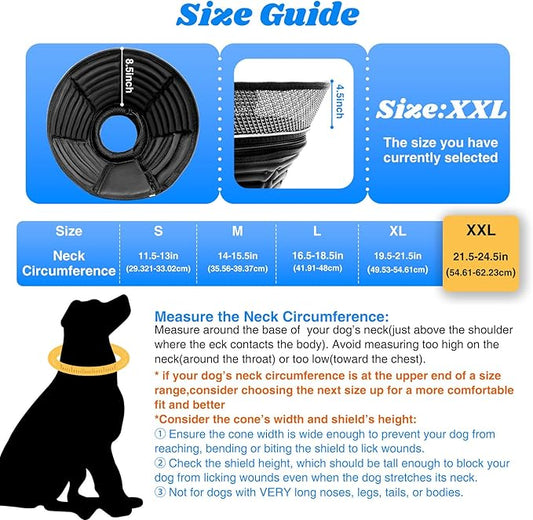 Inflatable Dog Cone for Dogs After Surgery,Soft Adjustable Elizabethan Collar for Large Dogs,2-in-1 Dog Cone with Detachable Shield,Anti-Anxiety Comfortable Pet E-Collar Prevents Licking Wounds(XXL)