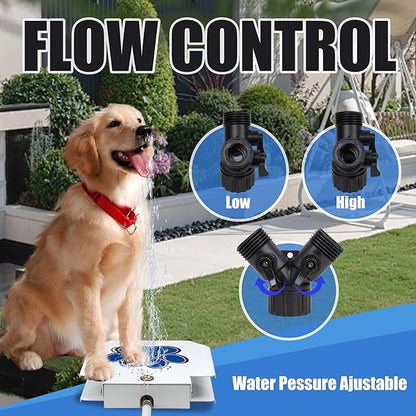 Poofzy Dog Water Fountain Step On, Outdoor Dog Water Sprinkler for Large Dogs, with Upgrade Copper Valve Set, Easy to Use, Fresh Water to Drink (Blue)