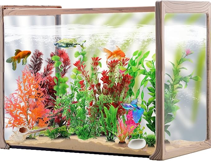 PietyPet Fish Tank Accessories Aquarium Decorations Plants, 20pcs Fish Tank Decorations Plant, Fish Tank Decor, Aquarium Decor Plastic Plants, Small to Large