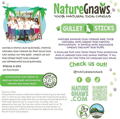 Nature Gnaws Beef Gullet Sticks for Dogs 5-6" (15 Count) - Natural Beef Jerky Stick Dog Chew Treats - Rawhide Free