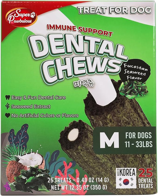 SuperPaw Dental Chews for Dogs - Healthy Dog Dental Treats for Teeth and Gums, Natural Chew Toy Alternative, Teeth & Gum Cleaning - Medium, Seaweed, Pack of 1