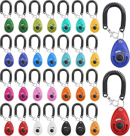 30pcs Dog Training Clickers with Wrist Strap,Multicolor Pet Training Clicker Cat Clicker Bird Clickers for Dogs Cats Horses Birds Behavioral Training Accessories