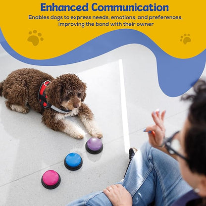 Dog Buttons for Communication with Mat & Clicker – 30s Recordable Dog Buttons Talk, Talking Buttons for Dogs, Gift for Dog Owners with Training Guide, Custom Stickers, and Clear Sound (8-Pack)