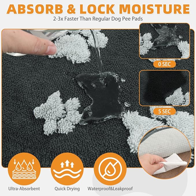 KOOLTAIL Large Washable Pee Pads for Dogs, 72x72in Super Absorbent & Ultra Soft Warm Plush Puppy Potty Training Pads, Quick Dry & Leakproof Reusable Pet Mats Whelping Pad for Floor,Crate,Couch