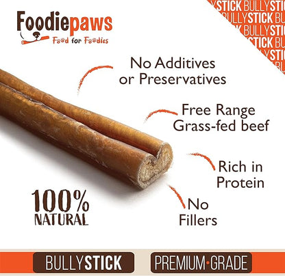 FOODIEPAWS 6 Inch Bully Sticks for Dogs, 15 Pack | All Natural, Grass-Fed Beef | High Protein, Rawhide-Free, Fully Digestible Dog Chews | Long Lasting Dental Treats for All Breeds