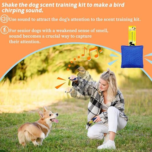 Dog Scent Training Kit with Squeaky Sound – Interactive Nose Work Toys for Dogs, Hide & Seek Scent Games | Mental Stimulation, Anxiety Relief & Obedience Training for All Ages (Blue)