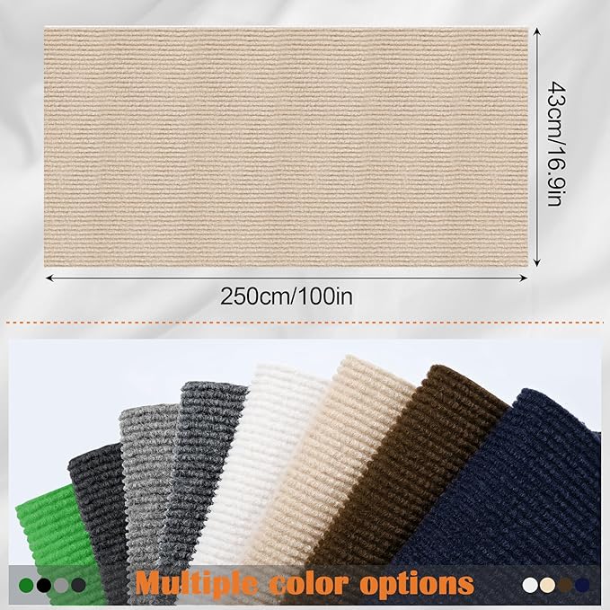 Cat Scratch Furniture Protector - 100" x 17" Trimmable Self-Adhesive Cats Claws Scratch Pads, DIY Cat Climbing Couch Protector for Scratch Post Cat Tree Replacement Indoor (Khaki)