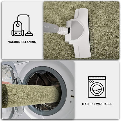 PURRUGS Dirt Trapping Door Mat 20" x 32", Non-Slip Washable Entry Mat, Dog Doormat, Front Door Mat, Super Absorbent Entrance Mat for Muddy Shoes & Paws, Budding Green & Sage Green