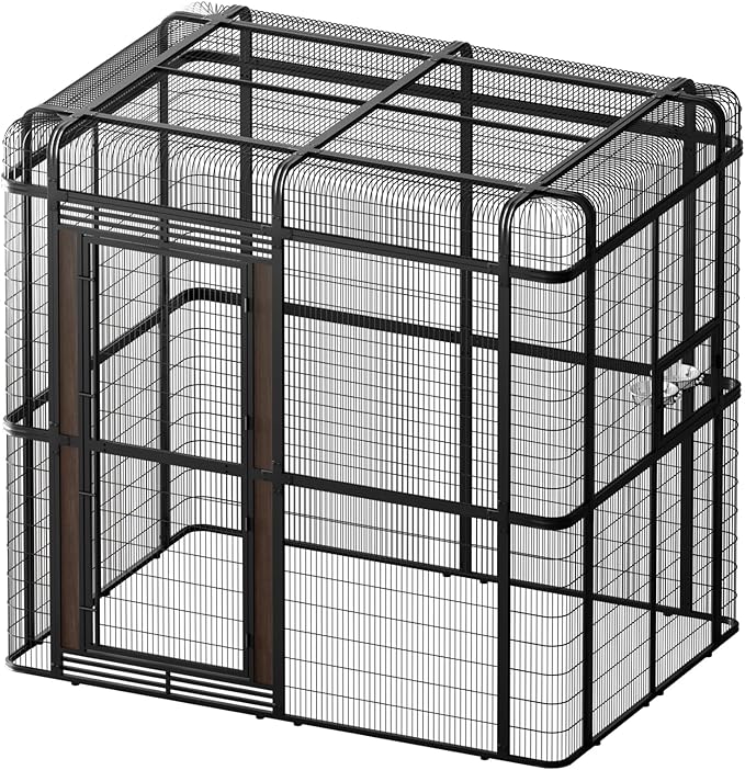 wonline 33.5-Inch Extra Large Bird Cage Extension Part for Parakeets Outdoor Bird Aviary Parrot Cage with Perch, Walk-in Heavy Duty Birdcage for Macaws Canaries Parrots Budgie Lovebirds, Black