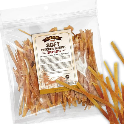 Gootoe Soft Chicken Breast Strips 1 lb, Dog Treats, All Natural, Grain-Free, High-Protein, Healthy & Easily Digestible, Soft Texture