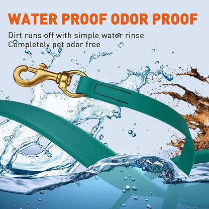 Viper Biothane K9 Working Dog Leash Waterproof Lead for Tracking Training Schutzhund Odor-Proof Long Line with Solid Brass Snap for Puppy Medium and Large Dogs, 15ft Blue Aqua