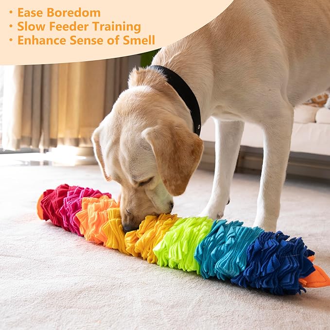 Ablechien Snuffle Ball Rainbow Snuffle Snake Puzzle Toy for Dogs Puppy Treat Dispensing Toys Foraging Snuffle Mat Interactive Slow Feeder Dog Toys for Any Size