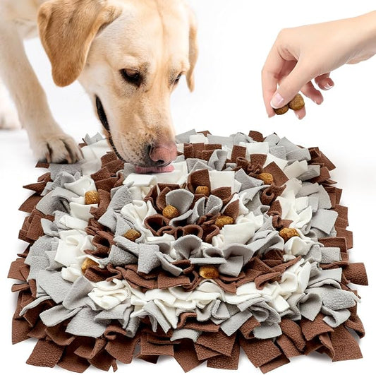LIVEKEY Pet Snuffle Mat for Dogs, Dog Feeding Mat, Nosework Training Mats for Foraging Instinct Interactive Puzzle Toys (Brown&Gray&White)