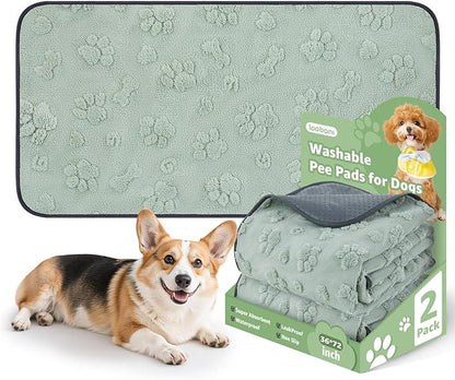 LOOBANI Washable Pee Pads for Dogs: 2 Pack Super Absorbent Reusable Puppy Pads, Leakproof and Waterproof Dog Training Pads Whelping Pads for Potty, Floor, Crate, Couch, Bed and Travel, 36"x72"