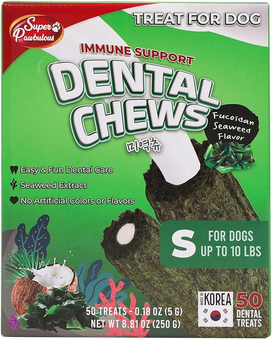 SuperPaw Dental Chews for Dogs - Healthy Dog Dental Treats for Teeth and Gums, Natural Chew Toy Alternative, Teeth & Gum Cleaning - Small, Seaweed, Pack of 1