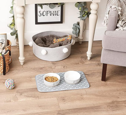 Bone Dry Machine Washable, Ultra Absorbent Pet Mat, 10x18, Gray Trellis Print