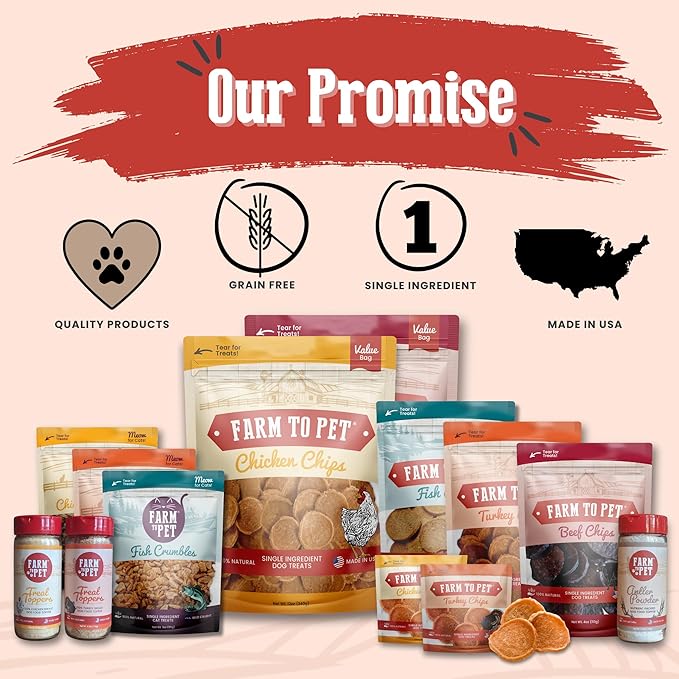 Farm To Pet Dog Training Treats, Healthy Turkey Dog Treats - 12 oz, Crunchy, Single Ingredient, All Natural Turkey Chips, Easy to Digest, Great for Dogs with Chicken Allergies, Made in USA