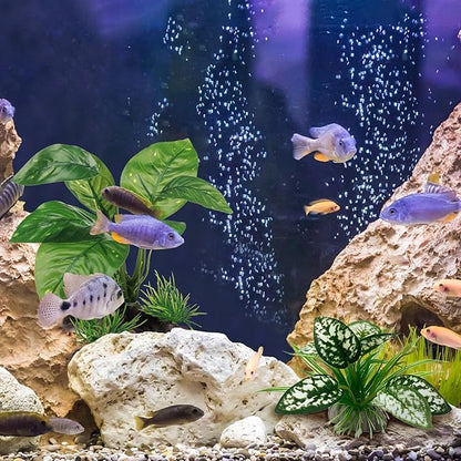 Moonorange Reptile Artificial Plants, Terrarium Plants Decorations Supplies, Aquarium Fish Tank Plant, Amphibian Habitat Hideout Tank Accessories (M Set-2pcs/G)