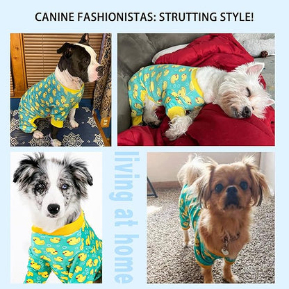 Paiaite Dog Pajamas Onesie: Comfortable Four-Legged Apparel for Small, Medium, & Large Dogs, Polyester Material for Comfort, Wrinkle Resistance, Moisture Wicking, and Stretchiness Yellow Duck S