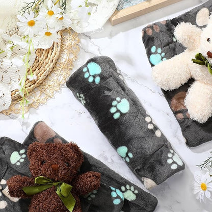 4 Pack Ultra Soft Dog Cat Bed Mat with Cute Prints Reversible Fleece Dog Crate Kennel Pad Cozy Washable Thickened Hamster Guinea Pig Pet Bed Mat for Small Animals(21 x 14 Inches,Black)