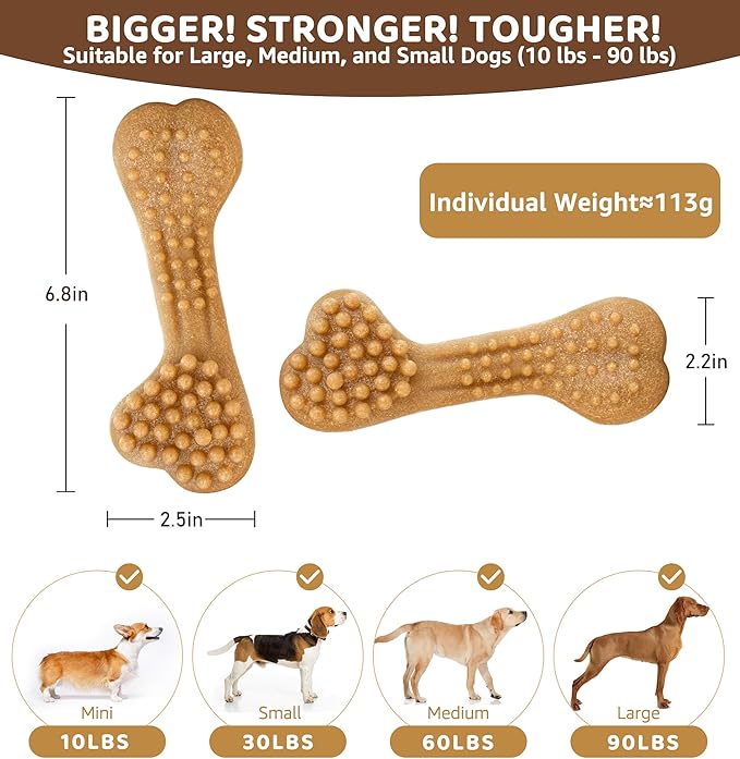 Durable Dog Chew Toy for Aggressive Chewers, Tough Dental Toy for Teeth Cleaning, Boredom & Anxiety Relief, Long-Lasting Toy for All Dog Sizes & Teething Puppies, Keep Them Busy